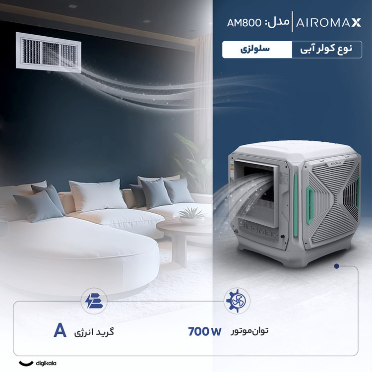 محصول نمونه تستی کولر آبی سلولزی 8000 ایرومکس مدل AM800